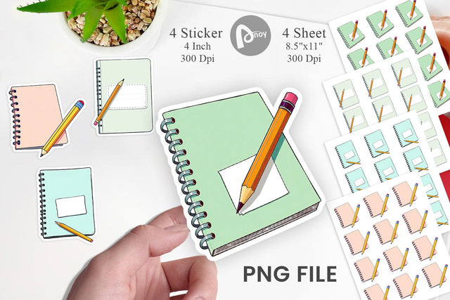 Pencil and Notebook Sticker Sublimation artnoy 