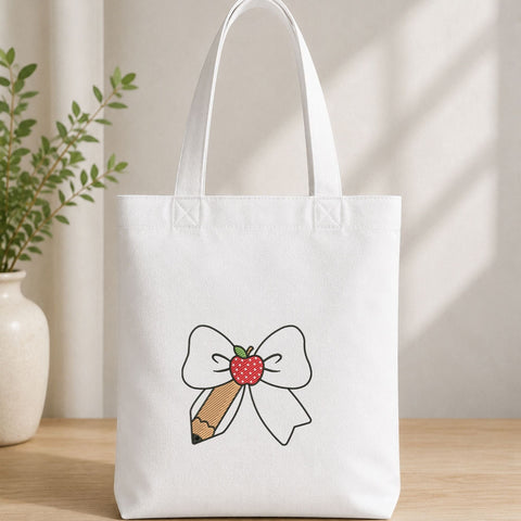 Pencil Bow Apple Machine Embroidery Design – Back to School Teacher Embroidery File Embroidery/Applique DESIGNS PatternFeed8 