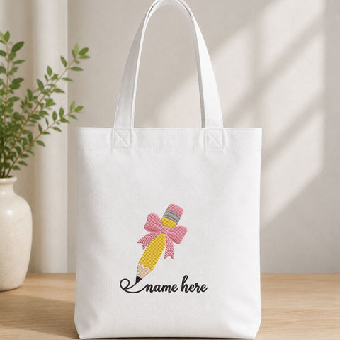 Pencil Bow Name Machine Embroidery Design – Personalized Back to School Embroidery File Embroidery/Applique DESIGNS PatternFeed8 