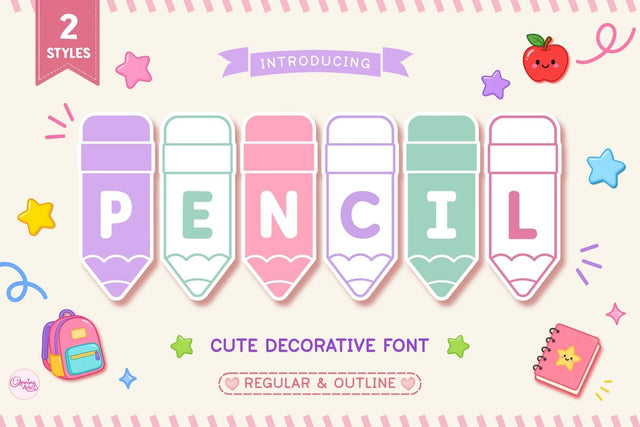 Pencil Font - Cute Back to School Font Font AnningArts Design 