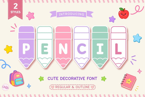 Pencil Font - Cute Back to School Font Font AnningArts Design 