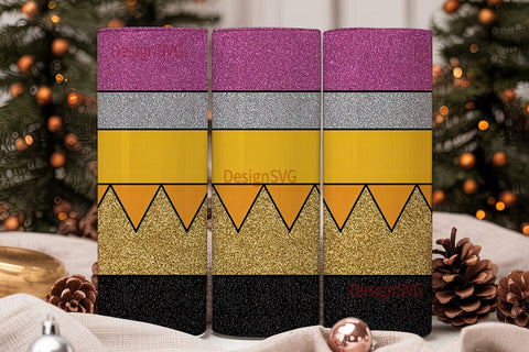 Pencil Glitter 20oz Tumbler Wrap Sublimation DesignSVG 