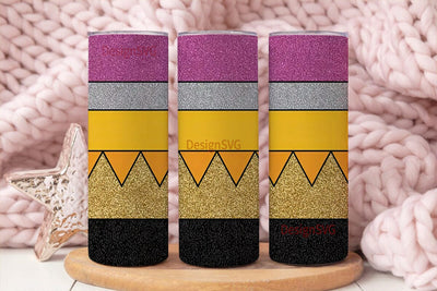 Pencil Glitter 20oz Tumbler Wrap Sublimation DesignSVG 