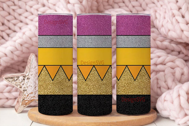 Pencil Glitter 20oz Tumbler Wrap Sublimation DesignSVG 