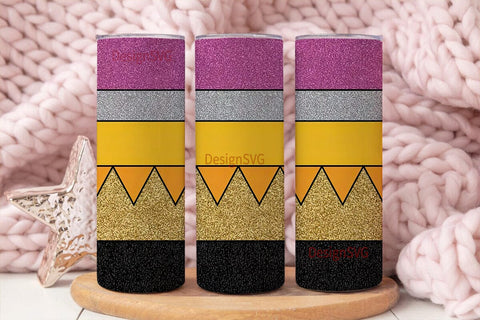 Pencil Glitter 20oz Tumbler Wrap Sublimation DesignSVG 
