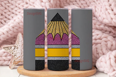 Pencil Glitter 20oz Tumbler Wrap Sublimation DesignSVG 