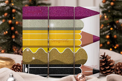 Pencil Glitter Tumbler Wrap 20oz Sublimation DesignSVG 