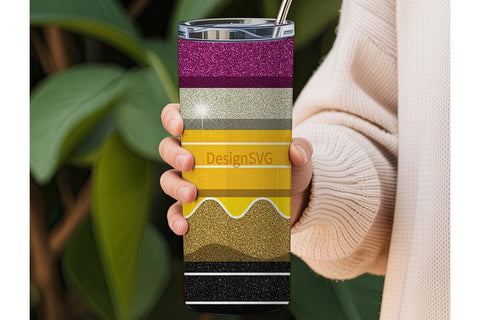 Pencil Glitter Tumbler Wrap 20oz Sublimation DesignSVG 