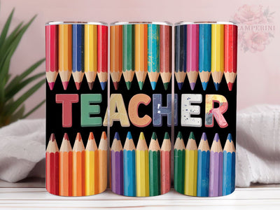 Pencil Teacher 20oz Tumbler Wrap PNG, Teacher Life Tumbler Png, Straight & Tapered Tumbler Wrap, Instant Digital Download Sublimation Li Zamperini 