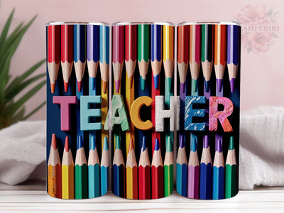 Pencil Teacher 20oz Tumbler Wrap PNG, Teacher Life Tumbler Png, Straight & Tapered Tumbler Wrap, Instant Digital Download Sublimation Li Zamperini 