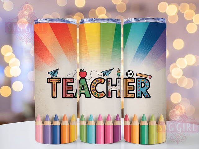 Pencil Teacher Design 20oz Tumbler, Pencil Wrap, Sublimation Gift, Educator Mug, 20oz Tumbler Design, Classroom Theme, School Supplies Sublimation SvggirlplusArt 