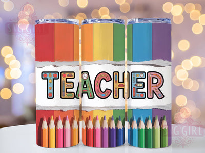 Pencil Teacher Design 20oz Tumbler, Pencil Wrap, Sublimation Gift, Educator Mug, 20oz Tumbler Design, Classroom Theme, School Supplies Sublimation SvggirlplusArt 
