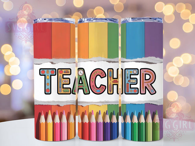 Pencil Teacher Design 20oz Tumbler, Pencil Wrap, Sublimation Gift, Educator Mug, 20oz Tumbler Design, Classroom Theme, School Supplies Sublimation SvggirlplusArt 