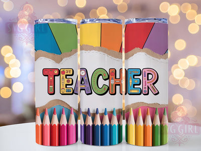 Pencil Teacher Design 20oz Tumbler, Pencil Wrap, Sublimation Gift, Educator Mug, 20oz Tumbler Design, Classroom Theme, School Supplies Sublimation SvggirlplusArt 