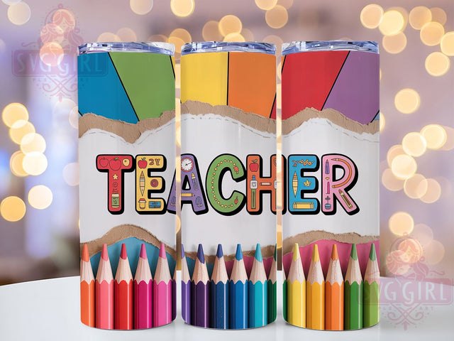 Pencil Teacher Design 20oz Tumbler, Pencil Wrap, Sublimation Gift, Educator Mug, 20oz Tumbler Design, Classroom Theme, School Supplies Sublimation SvggirlplusArt 