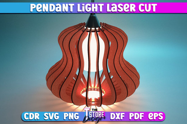 Pendant Light Laser Cut | Home Design | Wooden Lamp Design | CNC Files SVG The T Store Design 