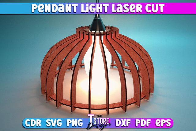 Pendant Light Laser Cut | Home Design | Wooden Lamp Design | CNC Files SVG The T Store Design 