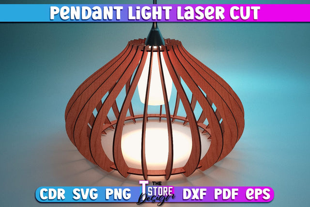 Pendant Light Laser Cut | Home Design | Wooden Lamp Design | CNC Files SVG The T Store Design 
