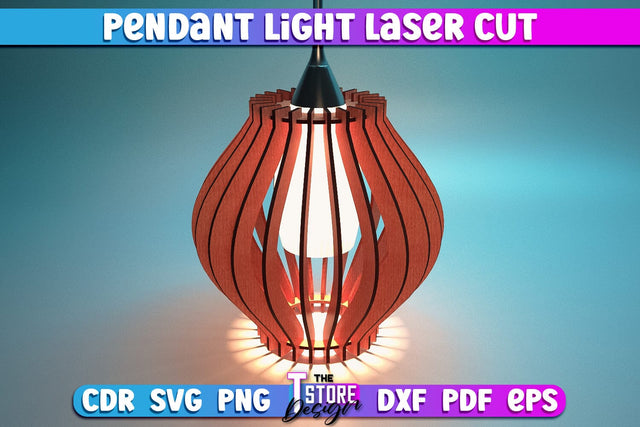 Pendant Light Laser Cut | Home Design | Wooden Lamp Design | CNC Files SVG The T Store Design 