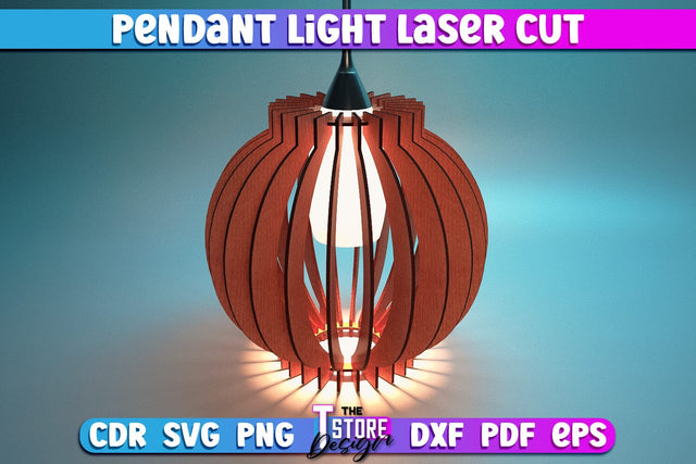 Pendant Light Laser Cut | Home Design | Wooden Lamp Design | CNC Files SVG The T Store Design 