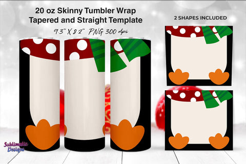 Penguin 20 oz Skinny Tumbler Wrap | Christmas Tumbler Wrap Sublimation Design Sublimation Sublimatiz Designs 