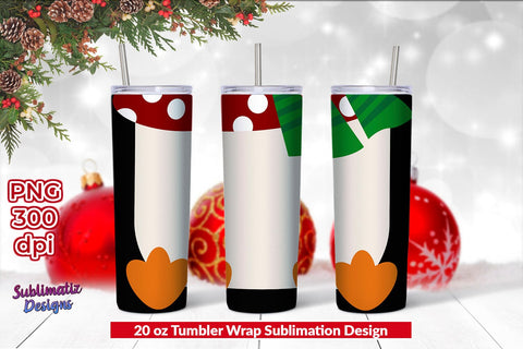 Penguin 20 oz Skinny Tumbler Wrap | Christmas Tumbler Wrap Sublimation Design Sublimation Sublimatiz Designs 