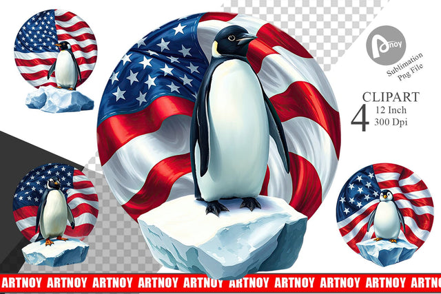 Penguin 4th of July Clipart Sublimation artnoy 