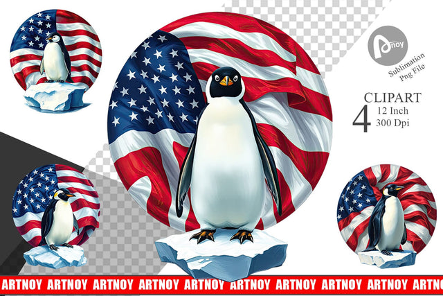 Penguin 4th of July Clipart Sublimation artnoy 
