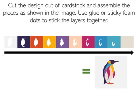 Penguin, Abstract SVG | 3D Shadowbox design. SVG Digital Gems 