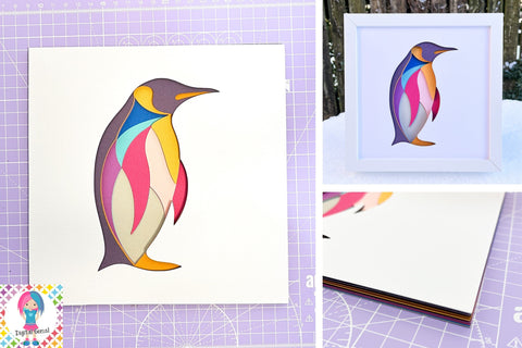Penguin, Abstract SVG | 3D Shadowbox design. SVG Digital Gems 