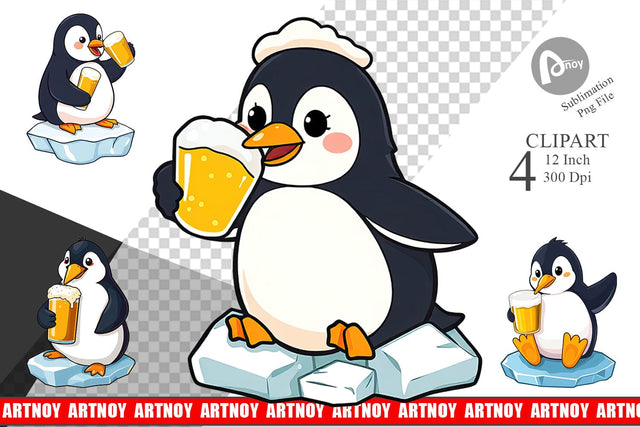 Penguin Beer Day Clipart Sublimation artnoy 