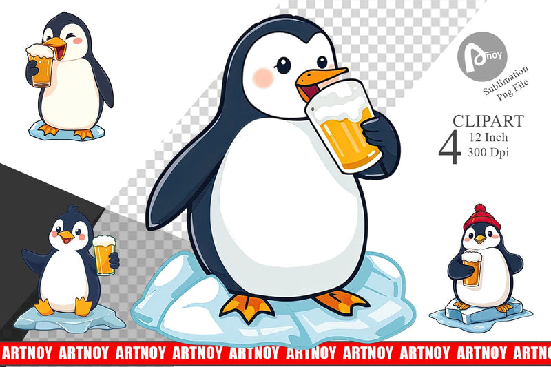 Penguin Beer Day Clipart Sublimation artnoy 