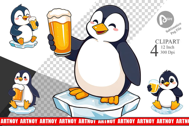 Penguin Beer Day Clipart Sublimation artnoy 