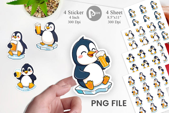 Penguin Beer Day Sticker Sublimation artnoy 