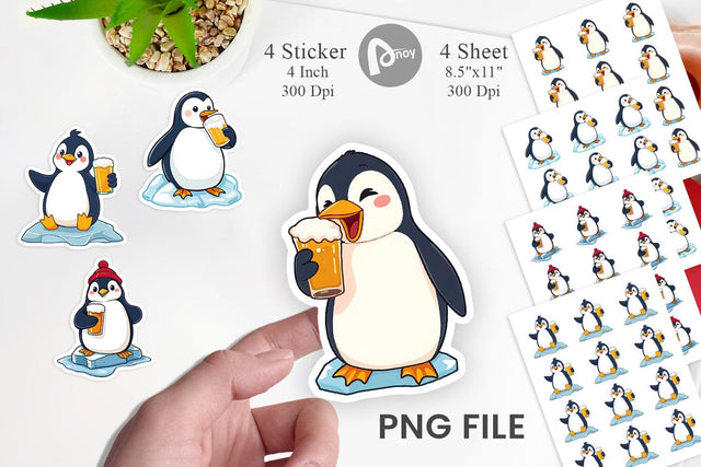 Penguin Beer Day Sticker Sublimation artnoy 