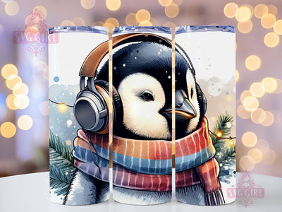 Penguin Christmas 20 oz Skinny Tumbler Sublimation Design, Christmas Penguin Straight Tumbler Wrap, Instant Digital Download PNG, Christmas Decor, Cute Penguin, Penguin Lover Sublimation SvggirlplusArt 