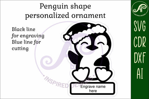 Penguin Christmas Ornament SVG laser cut SVG APInspireddesigns 