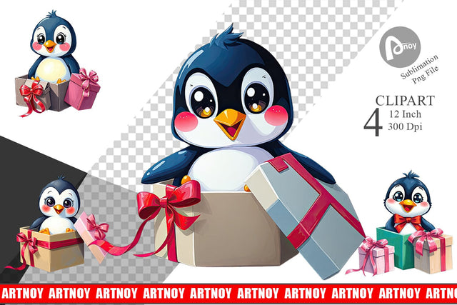 Penguin Clipart Gift Sublimation artnoy 