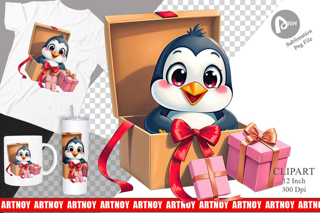 Penguin Clipart Gift Sublimation artnoy 