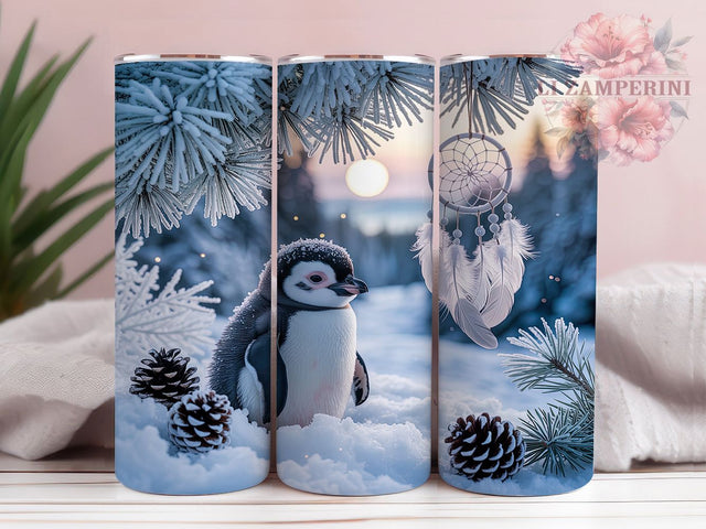 Penguin Dreamcatcher Tumbler, Snowy Penguin, Winter Dreamcatcher, Animal Dreamcatcher, Cute Winter Design, 20oz Tumbler, Sublimation Design Sublimation Li Zamperini 