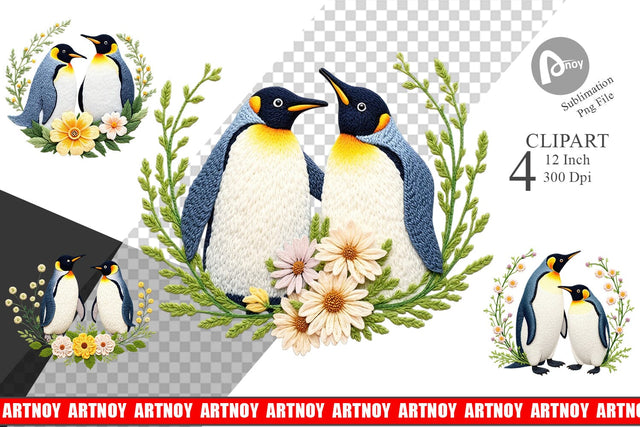 Penguin Embroidery Clipart Sublimation artnoy 