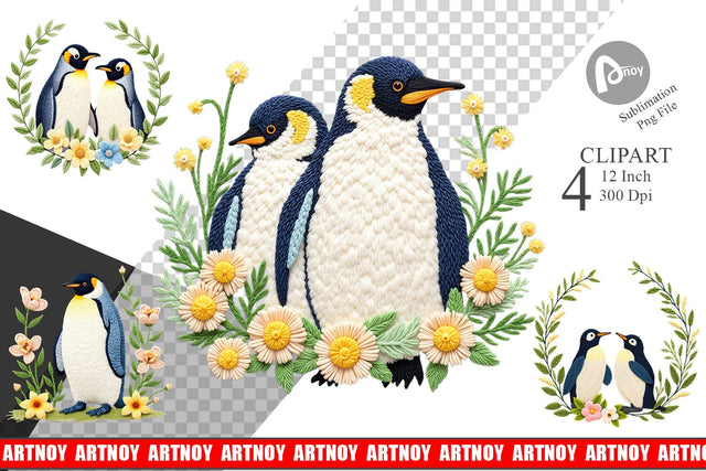 Penguin Embroidery Clipart Sublimation artnoy 