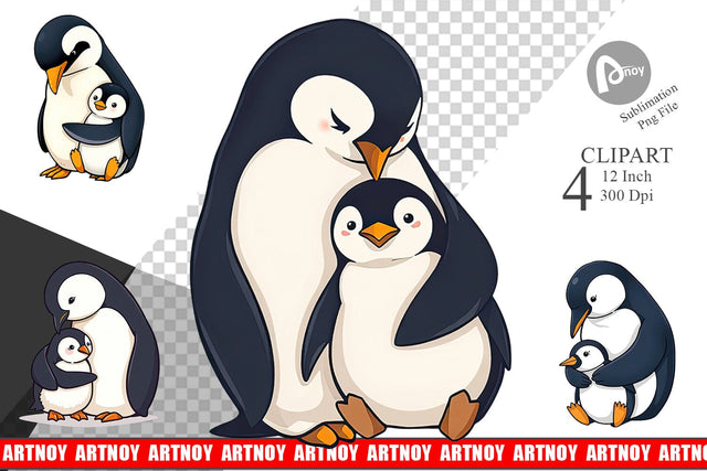 Penguin Family Love Clipart Sublimation artnoy 
