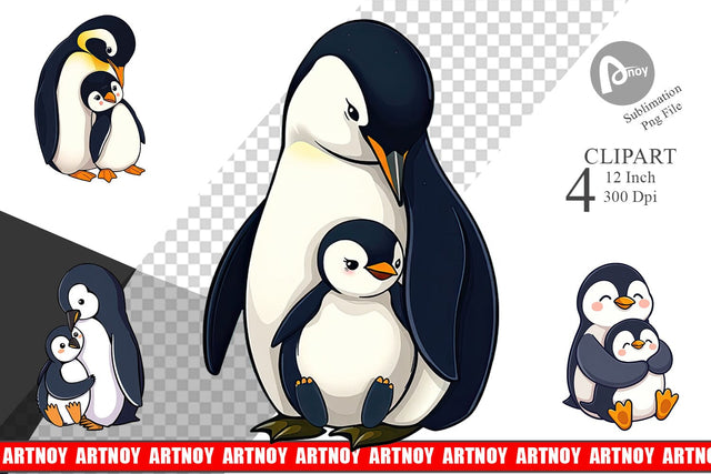 Penguin Family Love Clipart Sublimation artnoy 