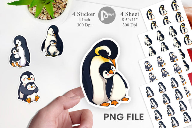 Penguin Family Love Sticker Sublimation artnoy 