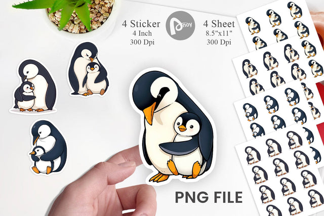 Penguin Family Love Sticker Sublimation artnoy 