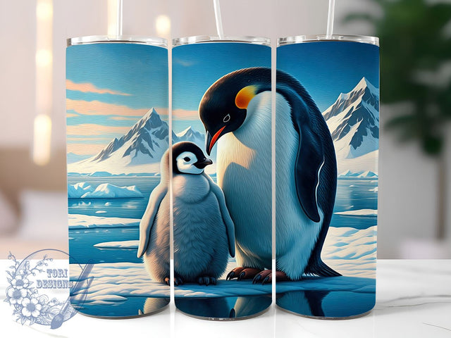Penguin Family Tumbler, Cute Penguin Design, 20oz Tumbler Wrap, Family Love Sublimation PNG, Baby Animal Decor, Winter Drinkware, Animal Family Gift Sublimation ToriDesigns 