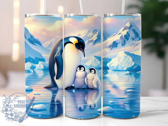 Penguin Family Tumbler, Cute Penguin Design, 20oz Tumbler Wrap, Family Love Sublimation PNG, Baby Animal Decor, Winter Drinkware, Animal Family Gift Sublimation ToriDesigns 