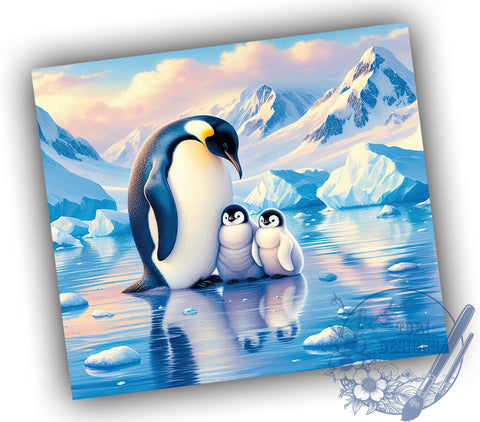 Penguin Family Tumbler, Cute Penguin Design, 20oz Tumbler Wrap, Family Love Sublimation PNG, Baby Animal Decor, Winter Drinkware, Animal Family Gift Sublimation ToriDesigns 
