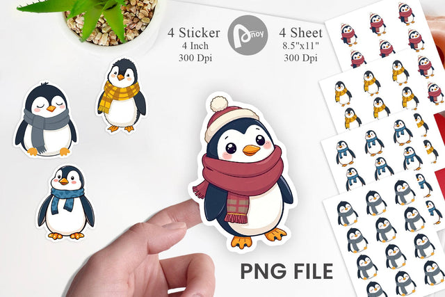 Penguin in Scarf Sticker Sublimation artnoy 